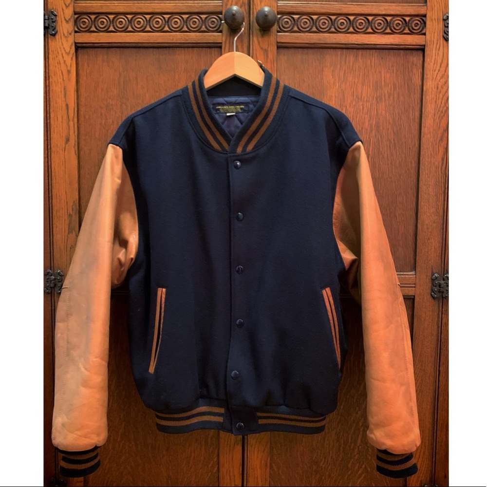 Brooks Brothers Varsity Leather Wool jacket